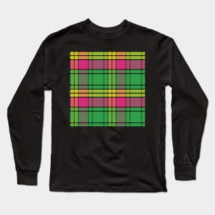 Scottish tartan, black, yellow, pink; green Long Sleeve T-Shirt